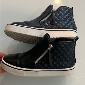 Steve Madden Black Quilted High-Top Sneakers with Zipper